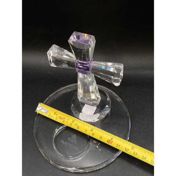 PartyLite Crystal Cross Tealight Amethyst Purple Candle Holder 5" Retired - Picture 7 of 11
